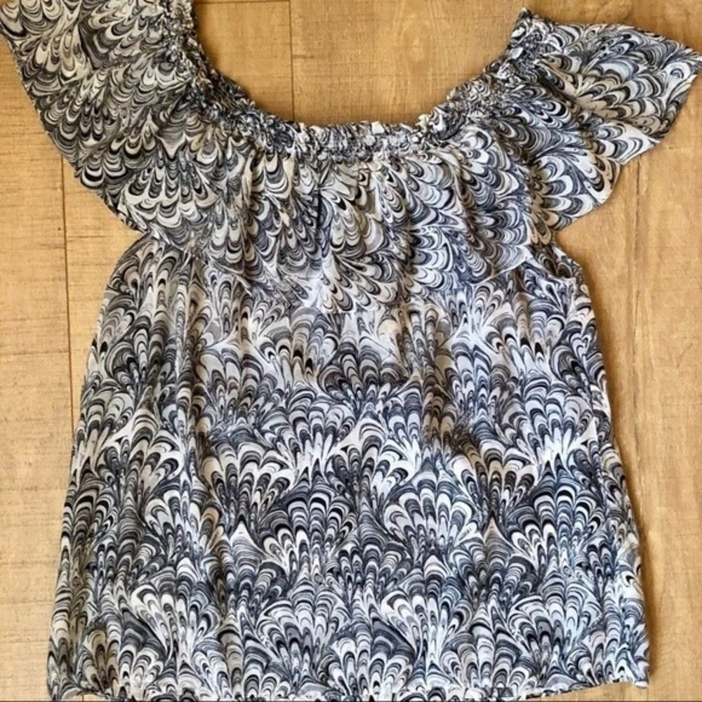Michael Kors Off Shoulder Blouse Cotton Silk Mix
